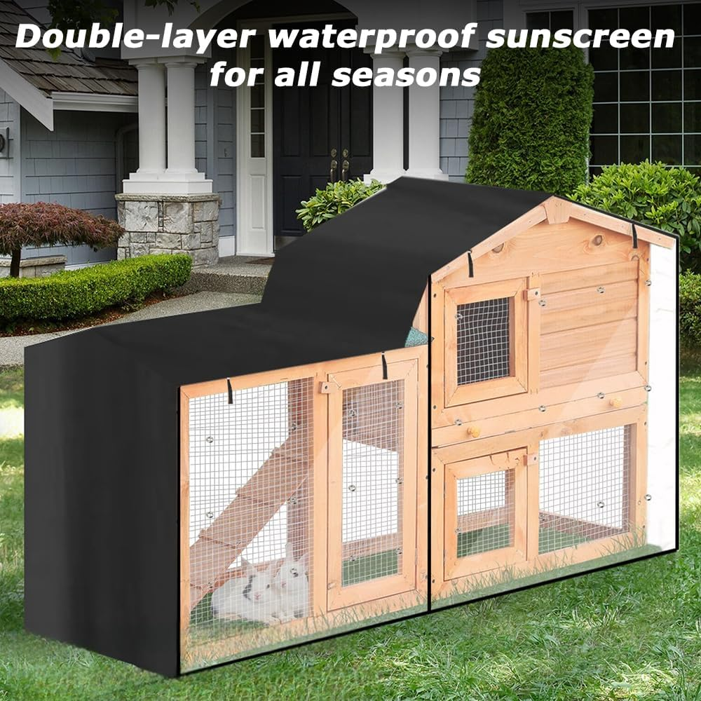 Small Animal Cage Cover,Bird Cage Cover,Rabbit Dust Cover,Pet House Dust,For Night Waterproof Windshield Light Proof Parrot Cage Cover Breathable Washable(Black) image number 2