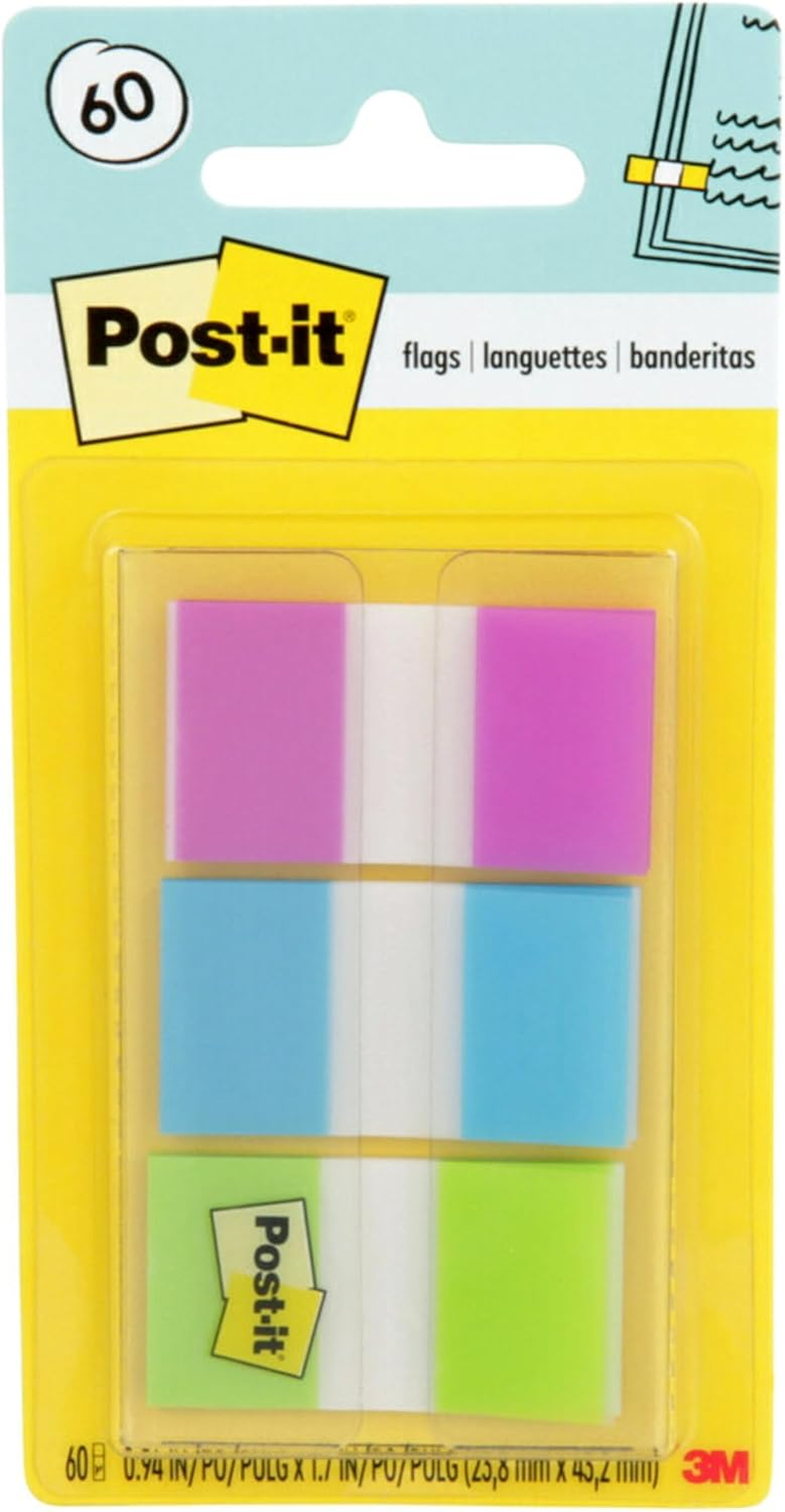 Post-It Flags Purple Blue Green 24.0Mm X 43.2Mm 680-PBG (Pack of 2) - 10 X 70 Mm, Post-It Flags With On-The-Go Dispenser, Purple