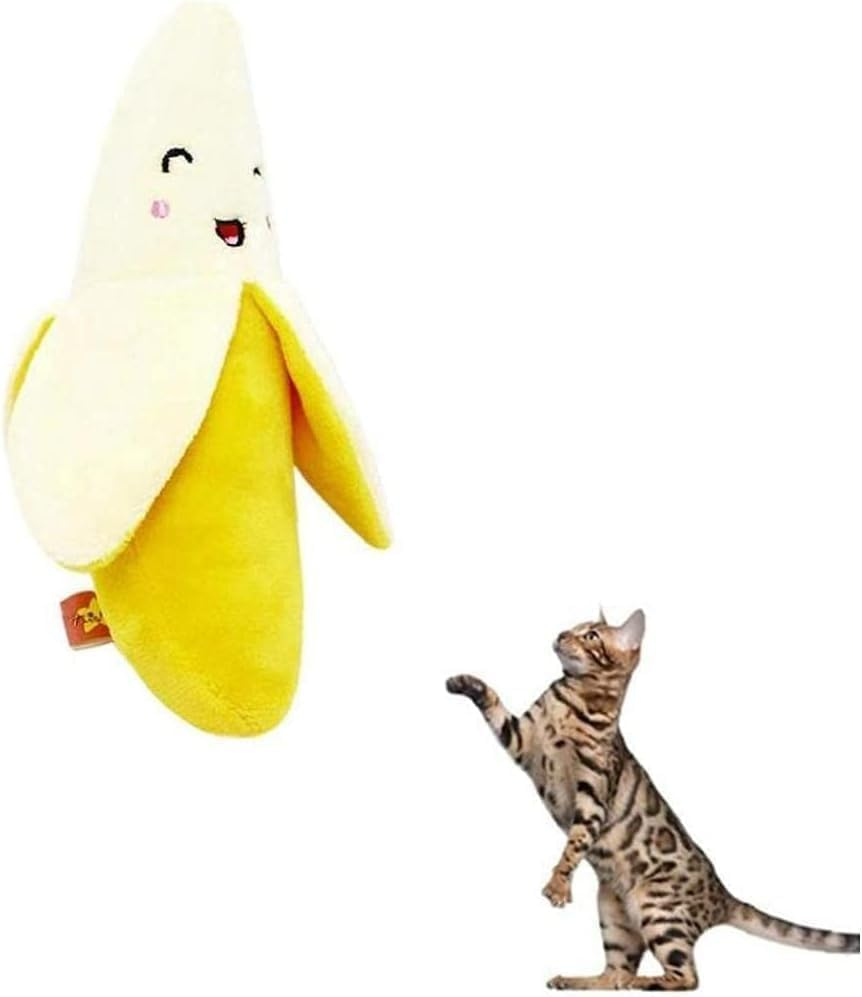 Wyjuan 1Pc Yellow Puppy Squeaky Plush Toys Cute Banana-Style Plush Dog Toys Funny Chew for Small Animals Toy Chews Useful and Nice Dog Squeak Toys image number 3