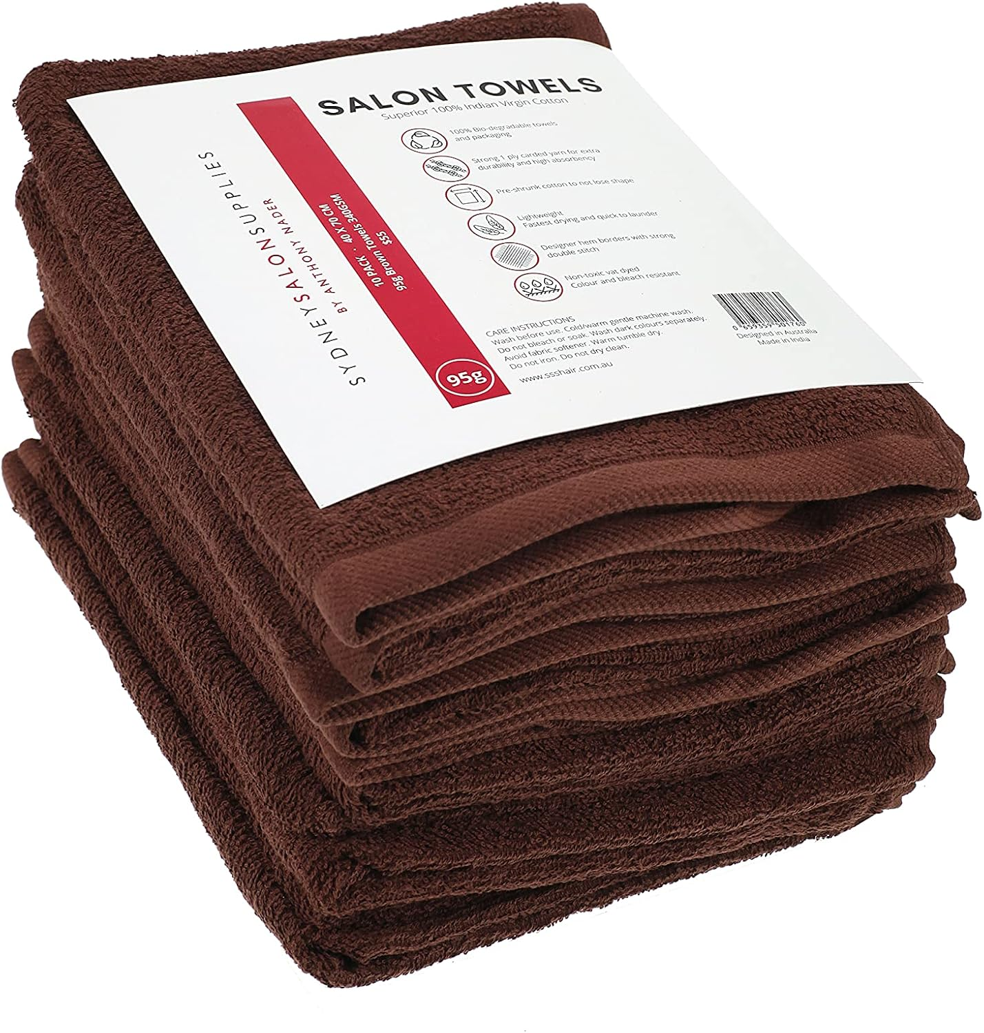 10 Brown SSS Salon Towel 100% Cotton Hand Towels Barber Beauty Gym Hotel SPA 40X70 image number 3