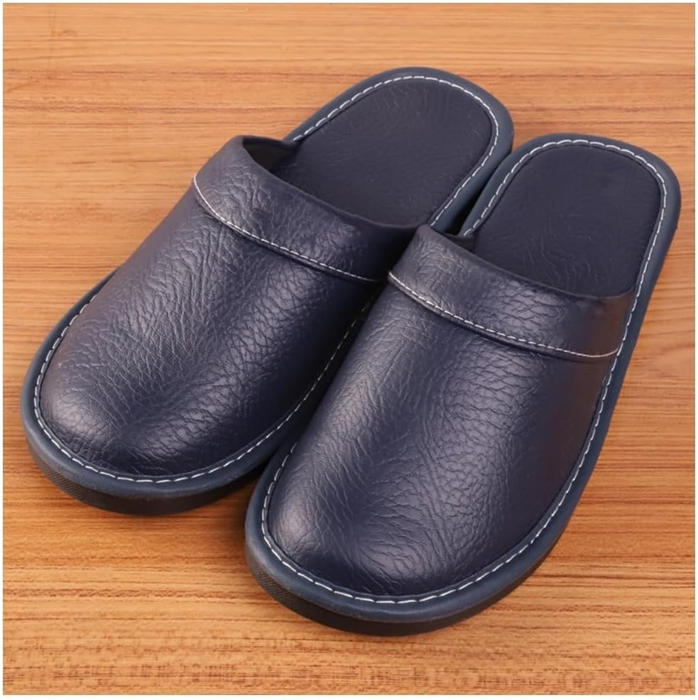 Leather Slippers for Men Indoor Outdoor，Pantoufles Mules En Cuir Pour Homme，Couple'S Home Indoor Breathable Non-Slip Slippers image number 4