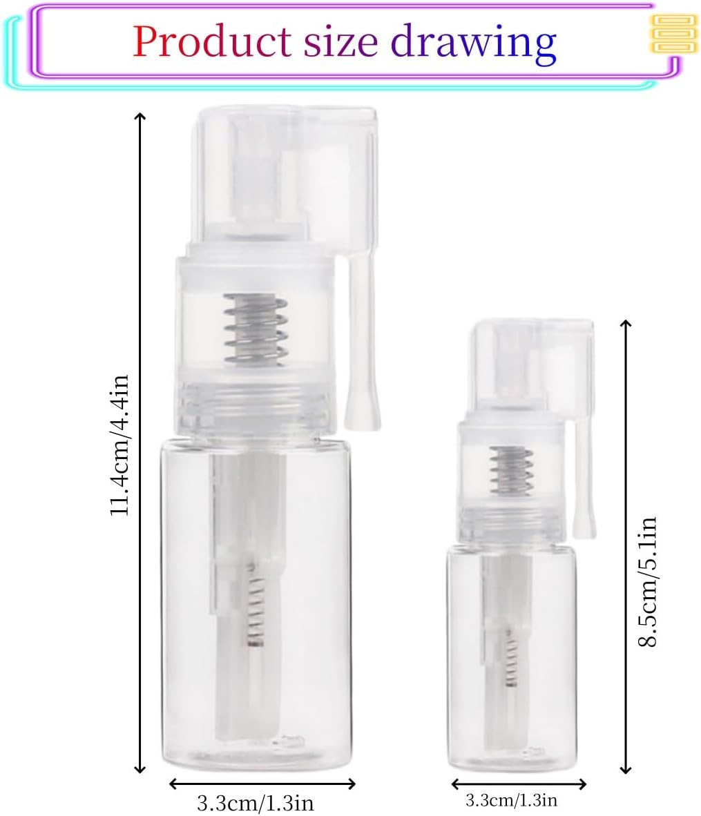 2 Pcs Glitter Duster Sprayer Transparent Powder Spray Bottles, Glitter Spray Bottle,14Ml and 35Ml Duster Spray Pump for Hair Salon, Cakes, Flower, Scrapbooking, Cardmaking