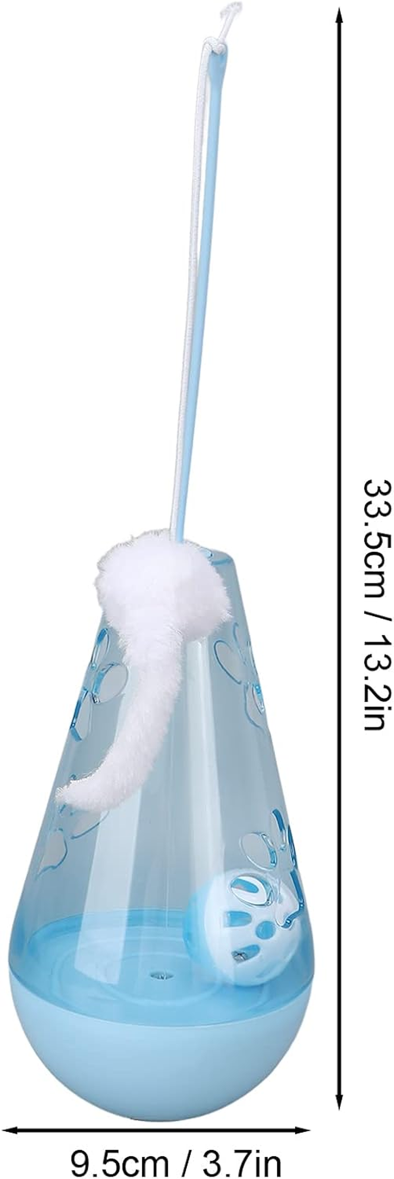 Cat Chasing Toy, Clear Color Cat Snack Toy Anxiety Ease Built in Bell Ball, Cat Roly Poly Toy Exercise Attractive Plush Mouse Cat Stick for Indoor Cats Kittens (Blue) image number 4