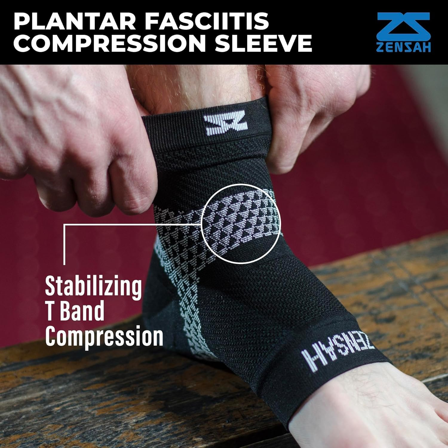 Zensah Plantar Fasciitis Sleeve - Relieve Heel Pain, Arch Support, Reduce Swelling - Compression Foot Sleeve, PF Sock image number 4