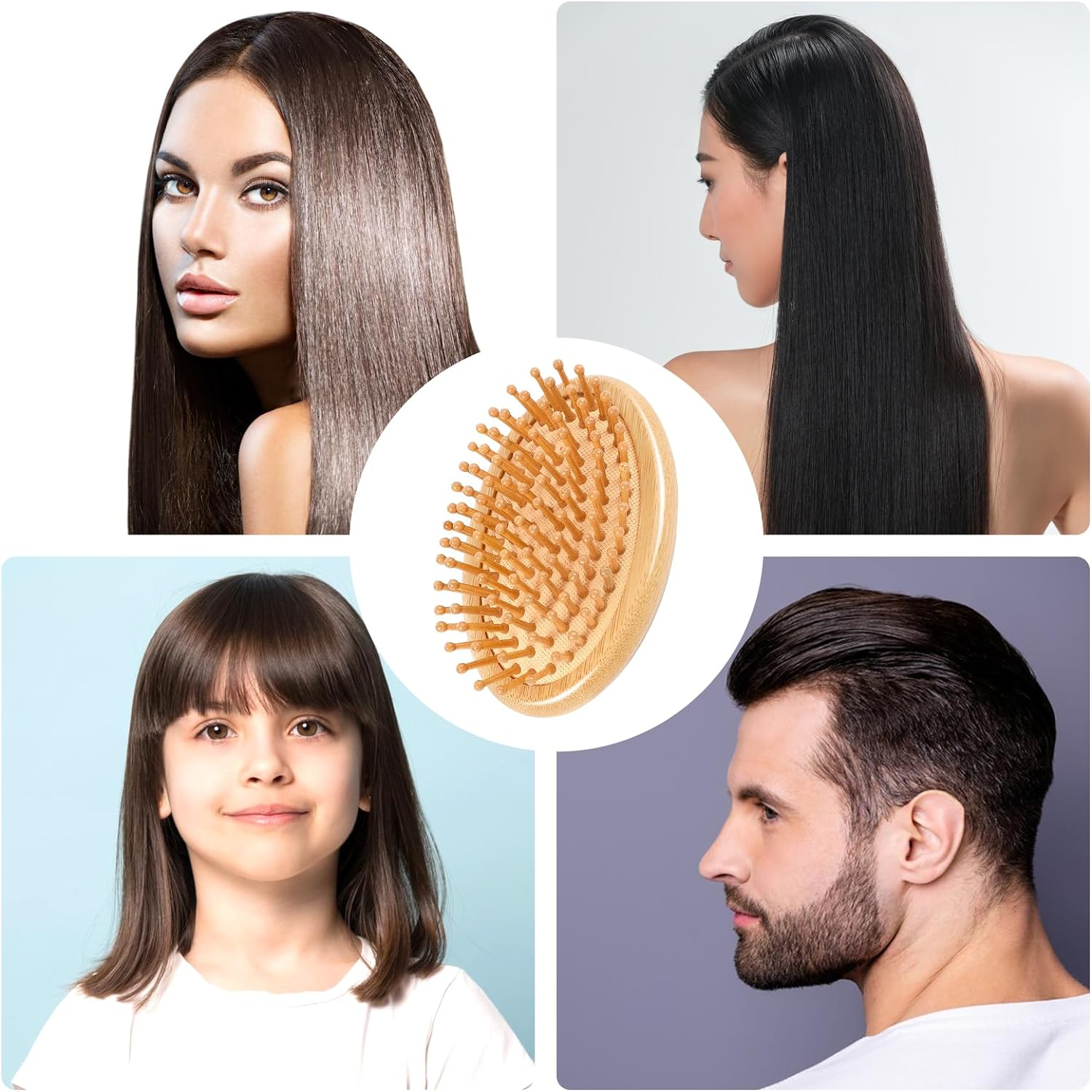 Bamboo Hair Brush, Natural Wooden Comb, Portable Bamboo Comb, anti Static Air Cushion Hair Brush, Mini Brush without Handle, Ereduce Frizz Massage Scalp image number 6
