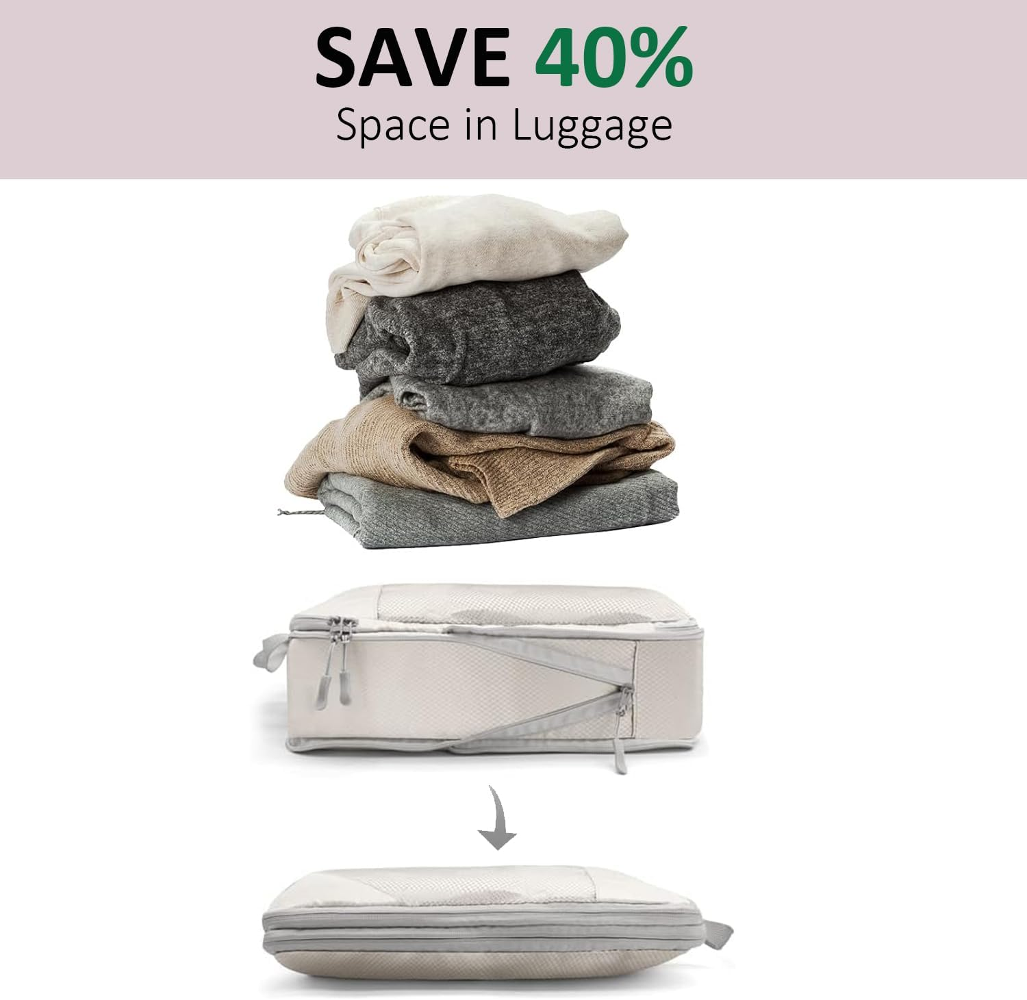 Packing Cubes Compression Packing Cubes for Travel, JOYCHER Travel Packing Organisers Cubes Accessories Mesh Compression Bags Luggage for Man & Women Suitcases - 4Pcs-Blue image number 6