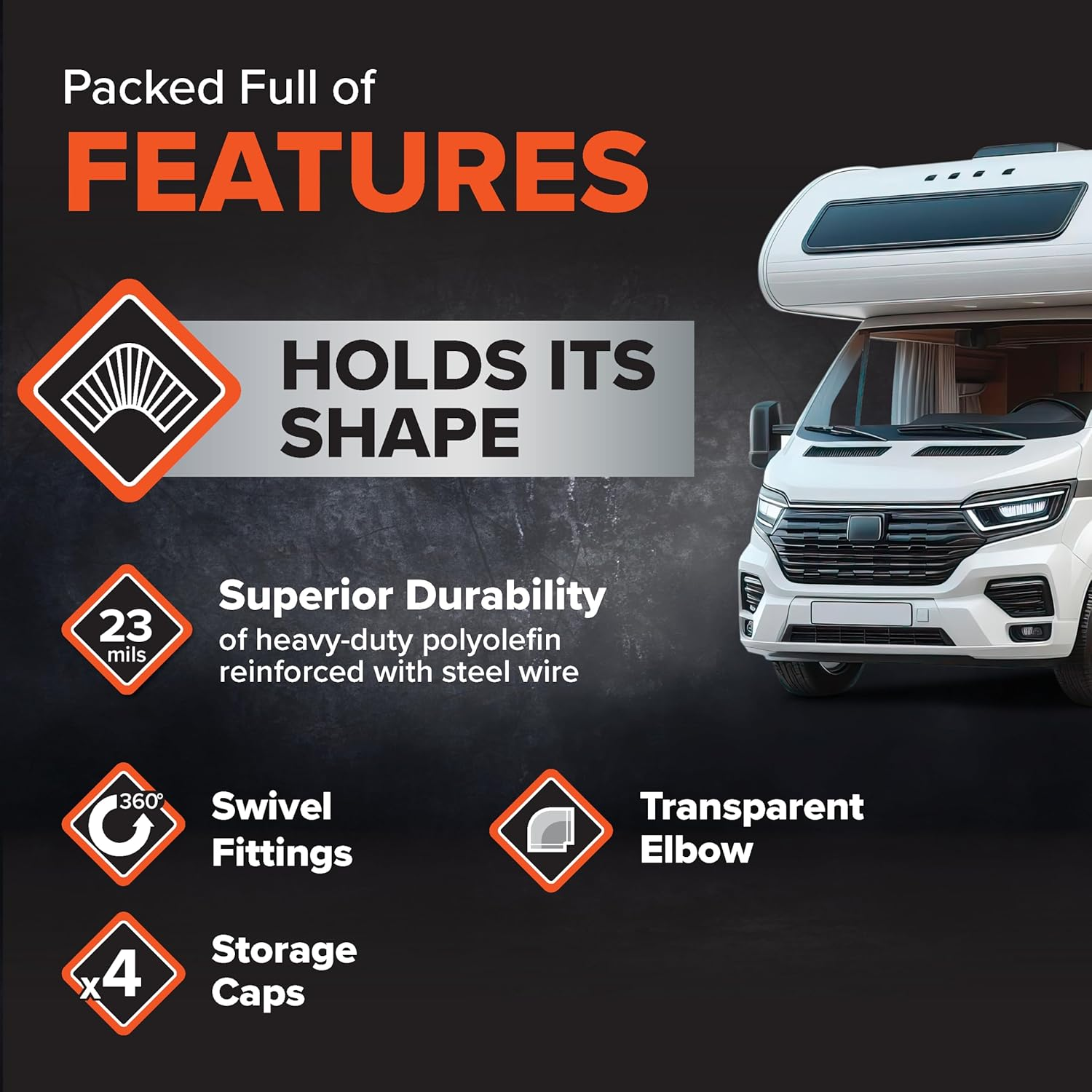 Camco Rhinoflex 20-Foot RV Sewer Hose Kit | Features Pre-Attached Bayonet Fittings, a Clear Elbow with 4-In-1 Adapter, and Is Ideal for Rvs, Campers, Travel Trailers, Boats, and More (39742)