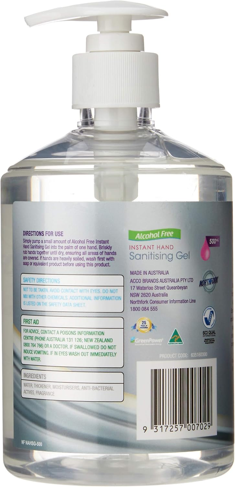 Northfork 500Ml Alcohol Free Instant Hand Sanitising Gel