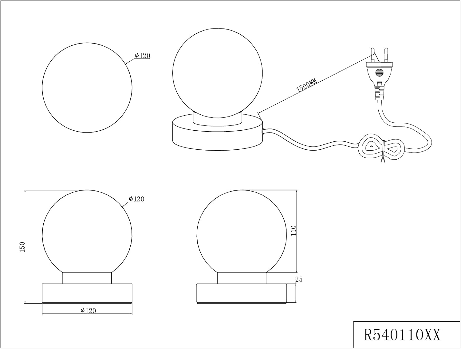 Reality Leuchten Prinz II R54011008 Table Lamp Metal Brass Matt Glass White Excl. 1X E14 On/Off Touch - Nickel Matt image number 6
