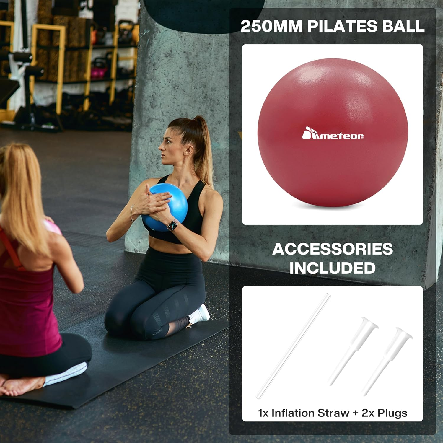 Meteor 2Pcs Mini Pilates Ball (25Cm) - Small Swiss Ball, Exercise Ball, Fitness Ball, Barre Ball - Ideal for Yoga, Pilates, Therapy & Relaxation image number 3