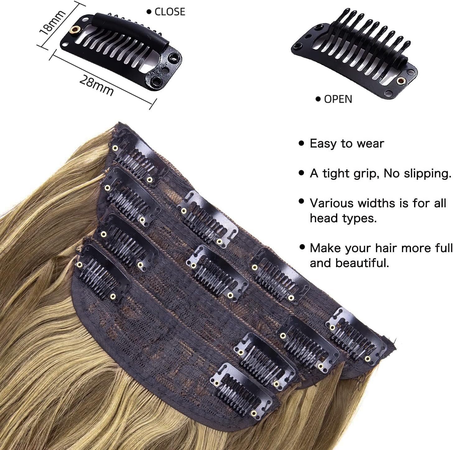 Creamily Brown Clip in Hair Extensions, 4Pcs Clip in Hair Extensions, 24 Inches Synthetic Curly in Hair Extension (Color: Honey Blonde Mixed Light Brown)