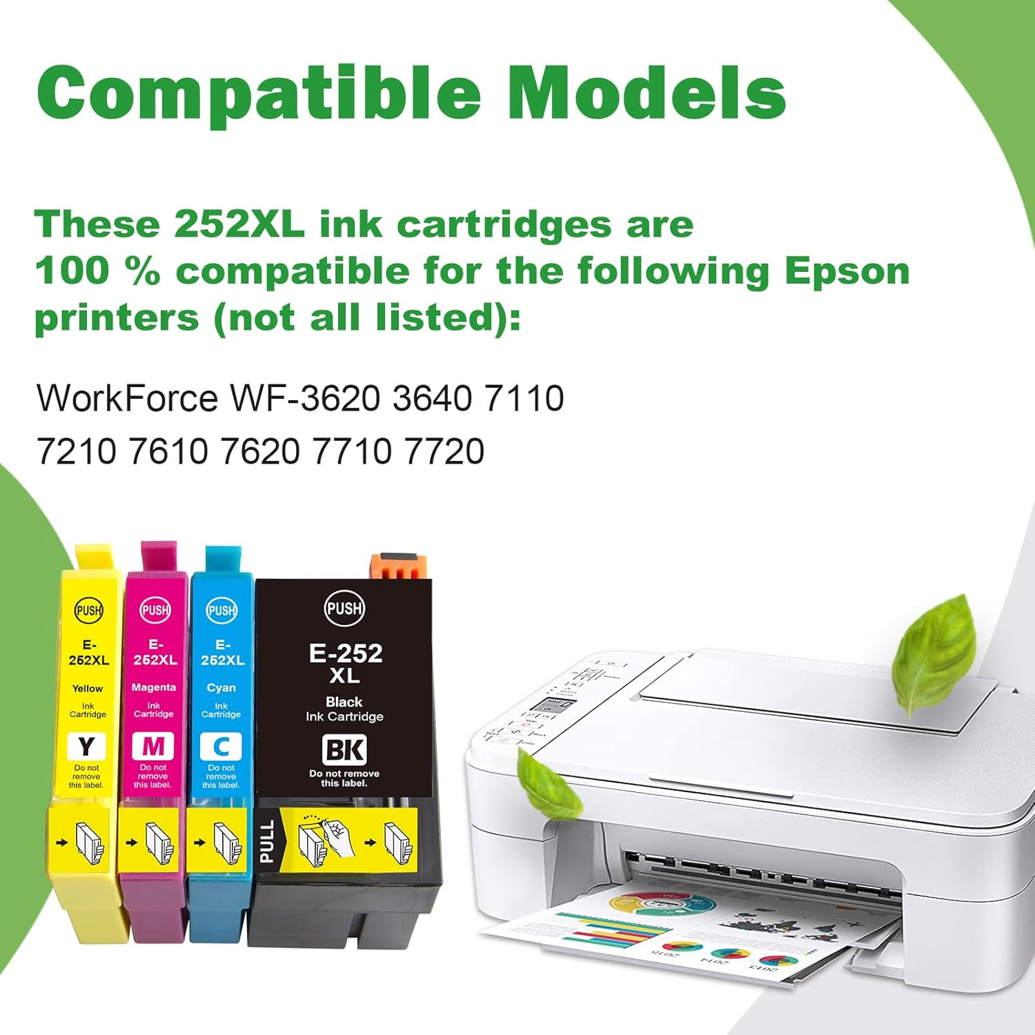 Greenark 252XL Ink Cartridges Compatible for Epson WF-3620 3640 7110 7210 7610 7620 7710 7720 Printer (1B 1C 1M 1Y) image number 1