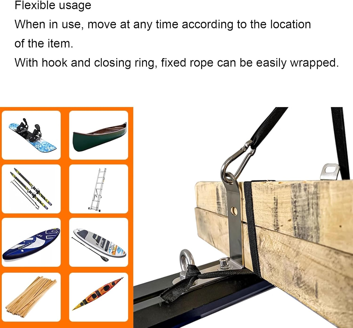 4Pcs Load Stops Replacement T-Slot Truck Cross Bar, 304 Stainless Steel Roof Rack Cross Bar Tie down for Ladder Firewood Skis Kayak image number 6