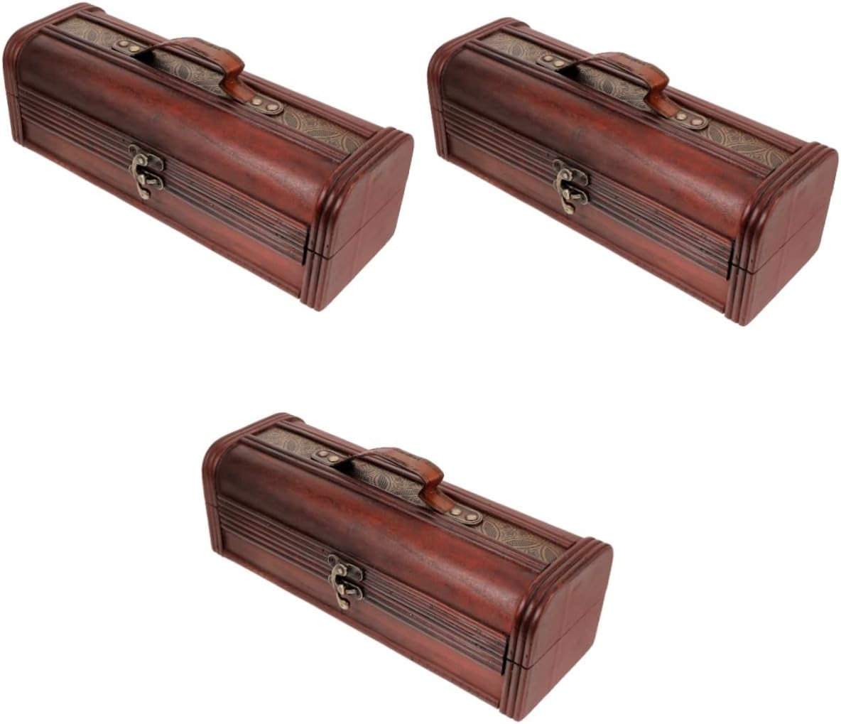 Healeved Wooden Wine Box Vintage Style Wine Carrier Box for and Beer Bottles Portable Packing Case for Birthdays Weddings and Special Events 13.4X4.7X4.2 Inches