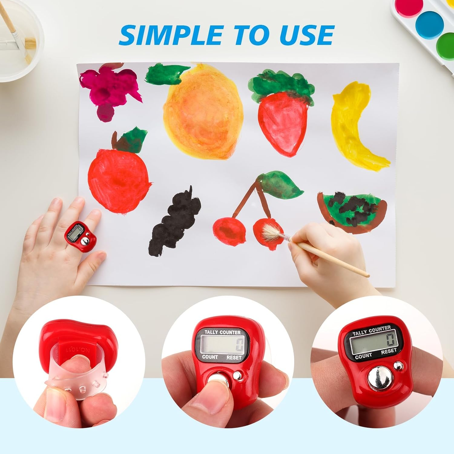 8 Pcs Electronic Finger Tally Counter Mini LCD Digital Display Tally Counter, Handheld Counter Clicker Pitch Counter, Resettable Finger Hand Tally Counter for Golf Coaching Knitting, Lap, Fishing Row image number 4