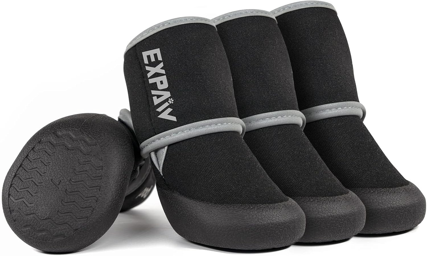 EXPAWLORER Anti-Slip Dog Shoes-Waterproof Dog Boots, Paw Protector Heat Protection, Reflective Strips Rugged Rubber Sole for Outdoor Hiking Walking, Black, X-Large, (ES004BK2_XL) image number 6