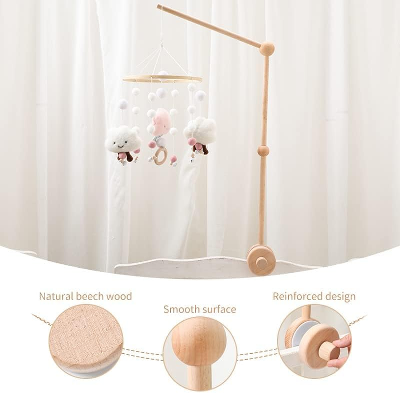 IEATFO Baby Crib Mobile Arm - Wooden Baby Mobile Crib Holder for Hanging Baby Crib Attachment for Nursery Decor - Base Arm image number 3