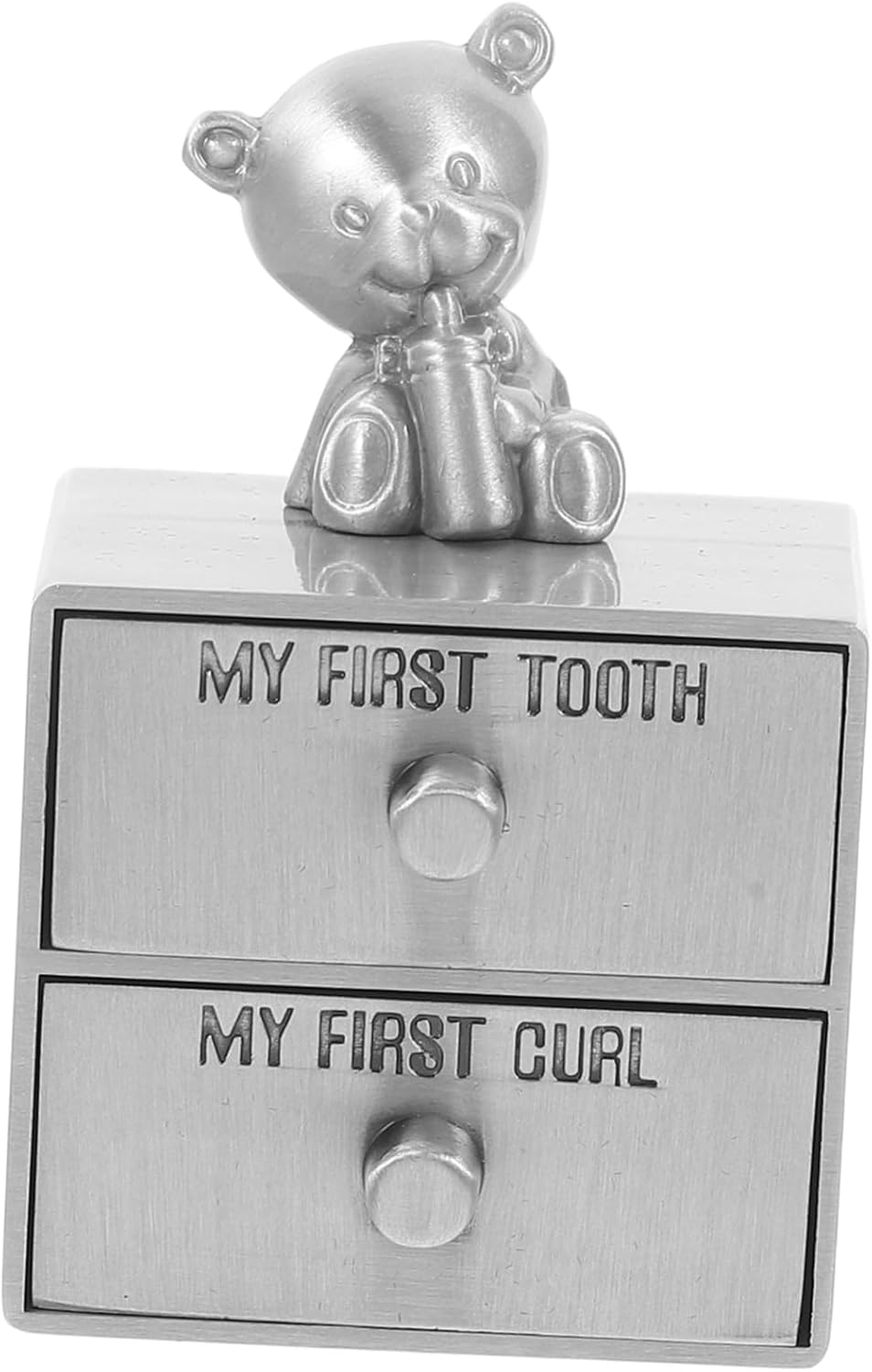 First Tooth and Hair Keepsake Box Metal Organizer for Fetal Hair and Deciduous Teeth Adorable Double Container for Cherishing Memories for Boys image number 6