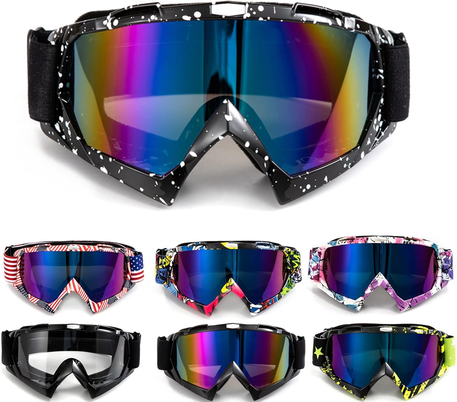 APEBAZY Motorradbrille Motocross Brille Dirt Bike Crossbrille ATV off Road Racing Mx-Fahrbrille Reitbrille Winddicht anti Fog UV Skibrille