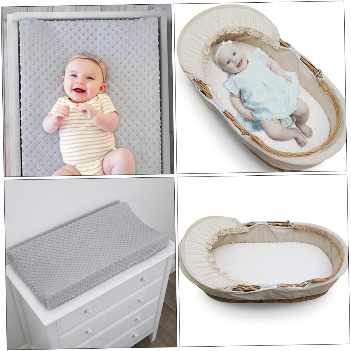 2Pcs Baby Changing Pad Cover Polyester Changing Pad Protector for Infant in White and Grey for Nursery Use image number 5