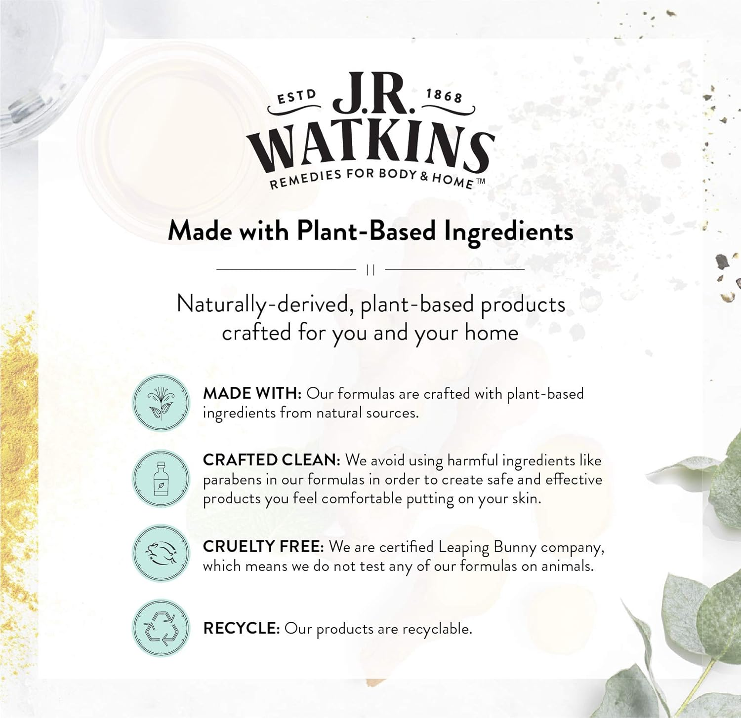 J.R. Watkins No-Rinse Foaming Hand Cleanser &ndash; Hand Soap in Pump Dispenser &ndash; Bathroom & Kitchen Foam Cleaner &ndash; All Natural, Alcohol Free, Lemongrass, 1.6 Fl. Oz., Single image number 3