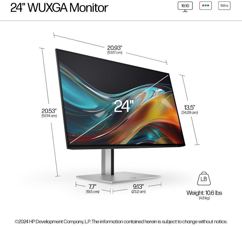 HP Series 7 Pro 724Pn 24" WUXGA 16:10 IPS 100Hz Monitor - 8X534AA image number 6