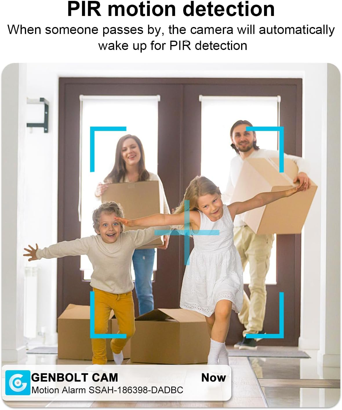 GENBOLT 2K Wifi Indoor House Security Camera Wireless, Pan Tilt Pet Camera Surveillance with 5000Mah Battery Powered, IP Camera CCTV Nanny Dog Cam Baby Monitor with PIR Detection image number 5