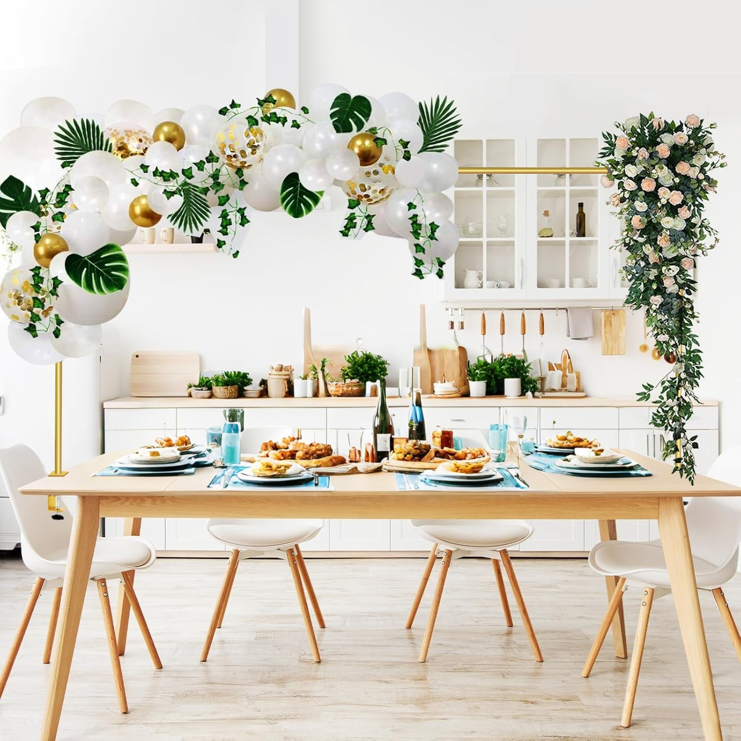 Springup over the Table Rod Stand with Clamps Adjustable 40-120 Cm Tall 55Cm-250 Cm Length Table Arch Hanging for Wedding Birthday Party Halloween Christmas Decoration (Gold)