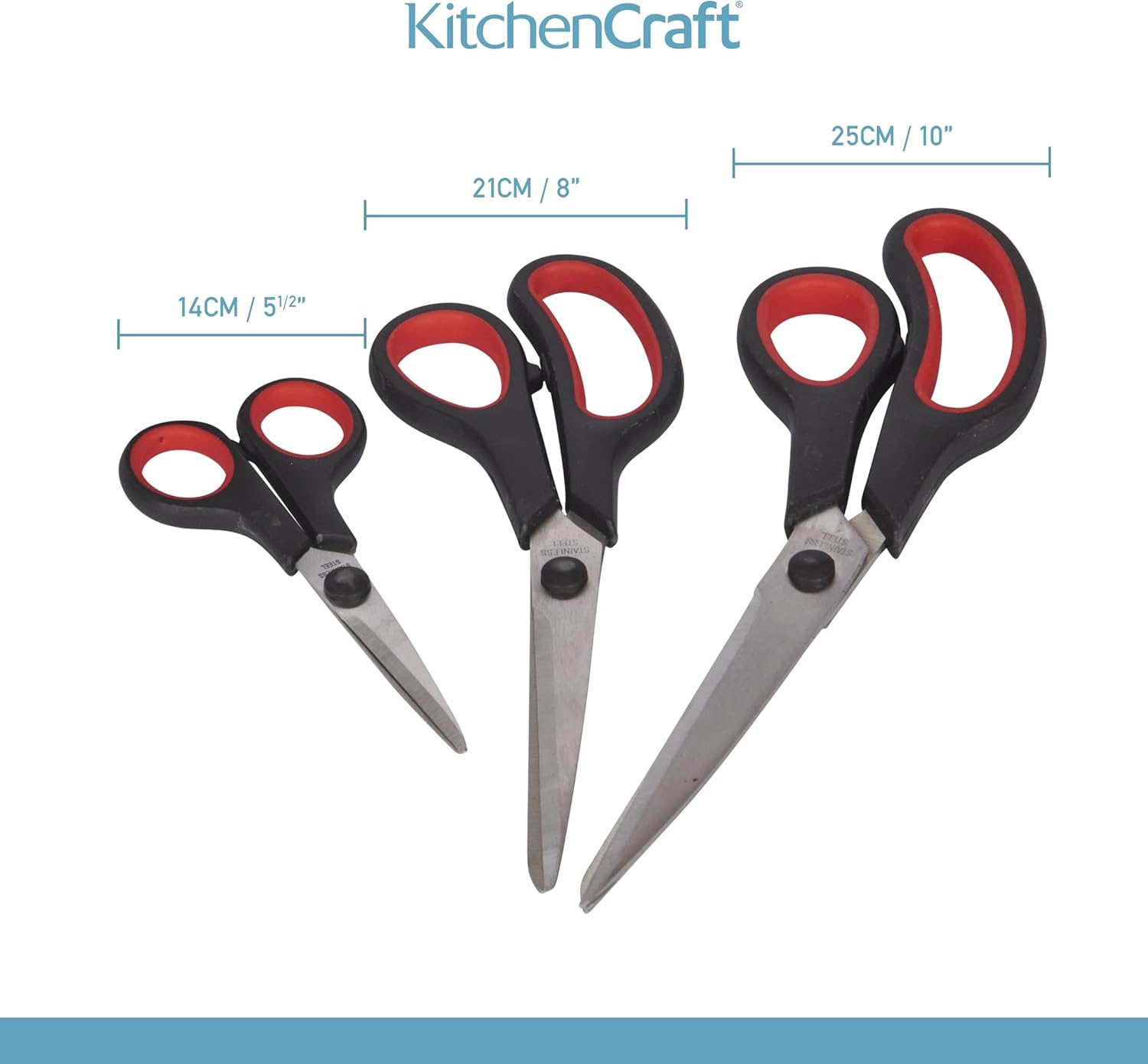 Kitchencraft Kitchen Scissors Set with Block, Multi Purpose Shears 4 Piece Set, Black