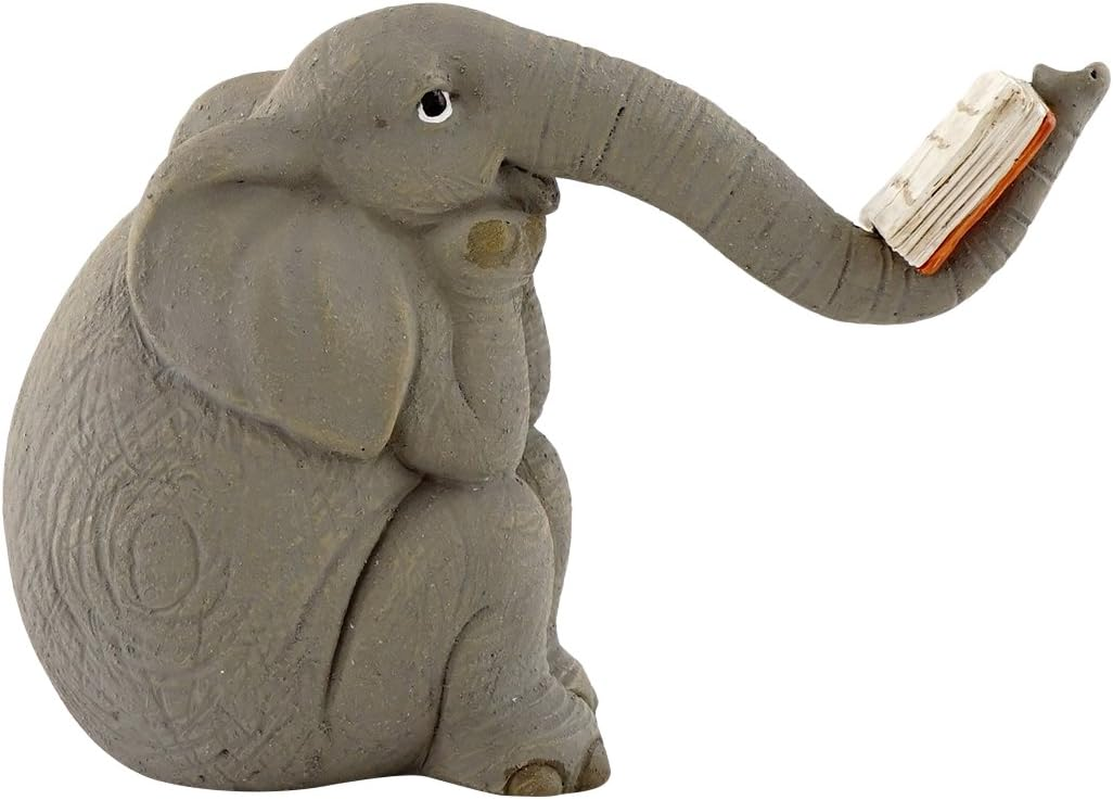 Top Collection Miniature Garden Elephant Reading Book image number 1