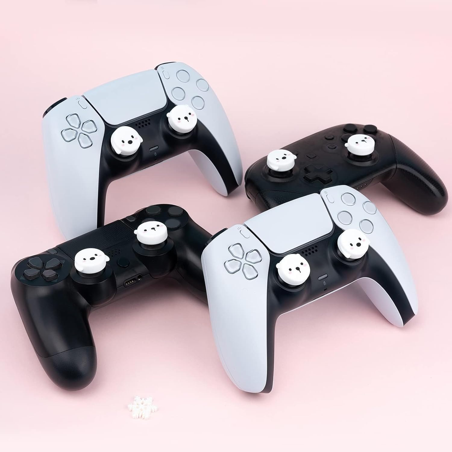 Geekshare Cute Animal Theme PS4 Controller Thumb Grips, Thumbsticks Cover Set Compatible with Switch Pro Controller and PS4 PS5 Controller, 4 Pcs - Dog and Bear image number 1