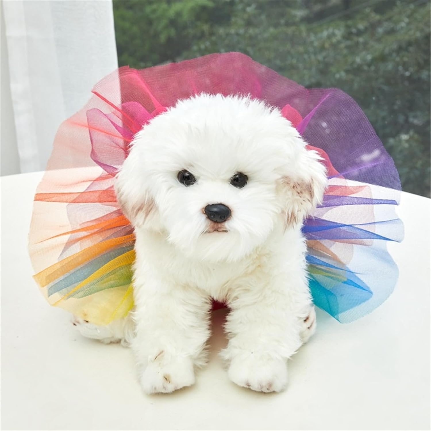 LERTREE Pet Tutu Skirt Lace up Tulle Rainbow Dress for Dog Puppy Cat Party Cosplay Costume (L) image number 4