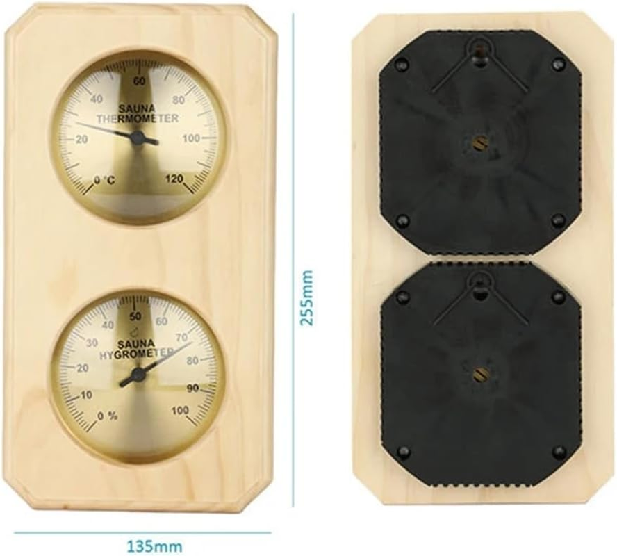 Sauna Thermometer 2 in 1 Wooden Sauna Hygrothermograph Indoor Celsius Thermometer & Hygrometer for Hotel or Sauna Room Easy Install image number 5