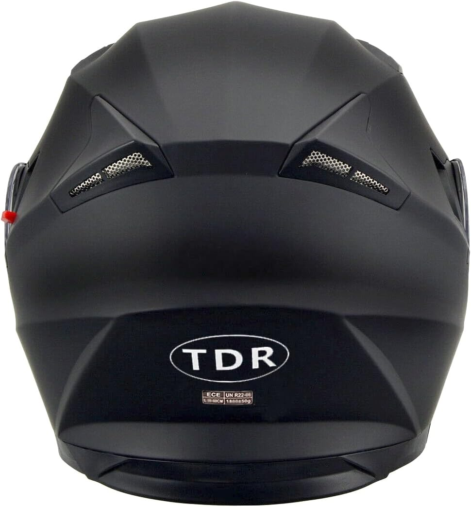 TDR Black Flip up Full-Face Modular Motorcycle Helmet Dual Visor Sun Shield ECE 22.06 Approved ABS EPS Air Vents Street Bike ATV Motocross Adventure Touring image number 3