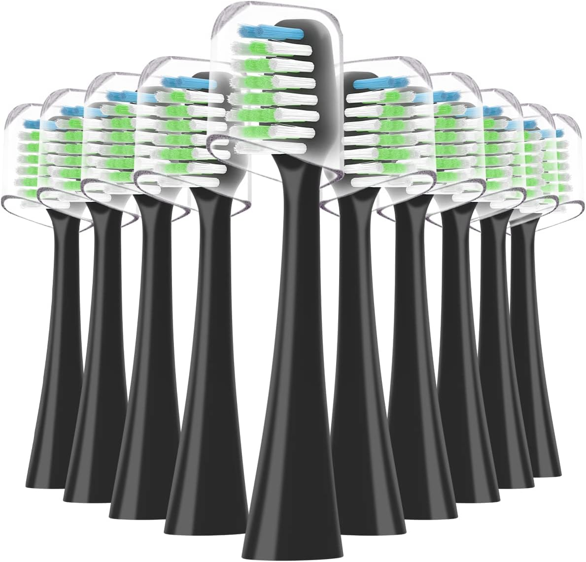 Compatible with Waterpik Complete Care 9.0 (CC-01), 5.0 (WP-862) Sonic Electric Toothbrush Replacement Brush Heads STRB-10WB, Soft Bristle, 10 Pack (Black, M) image number 1