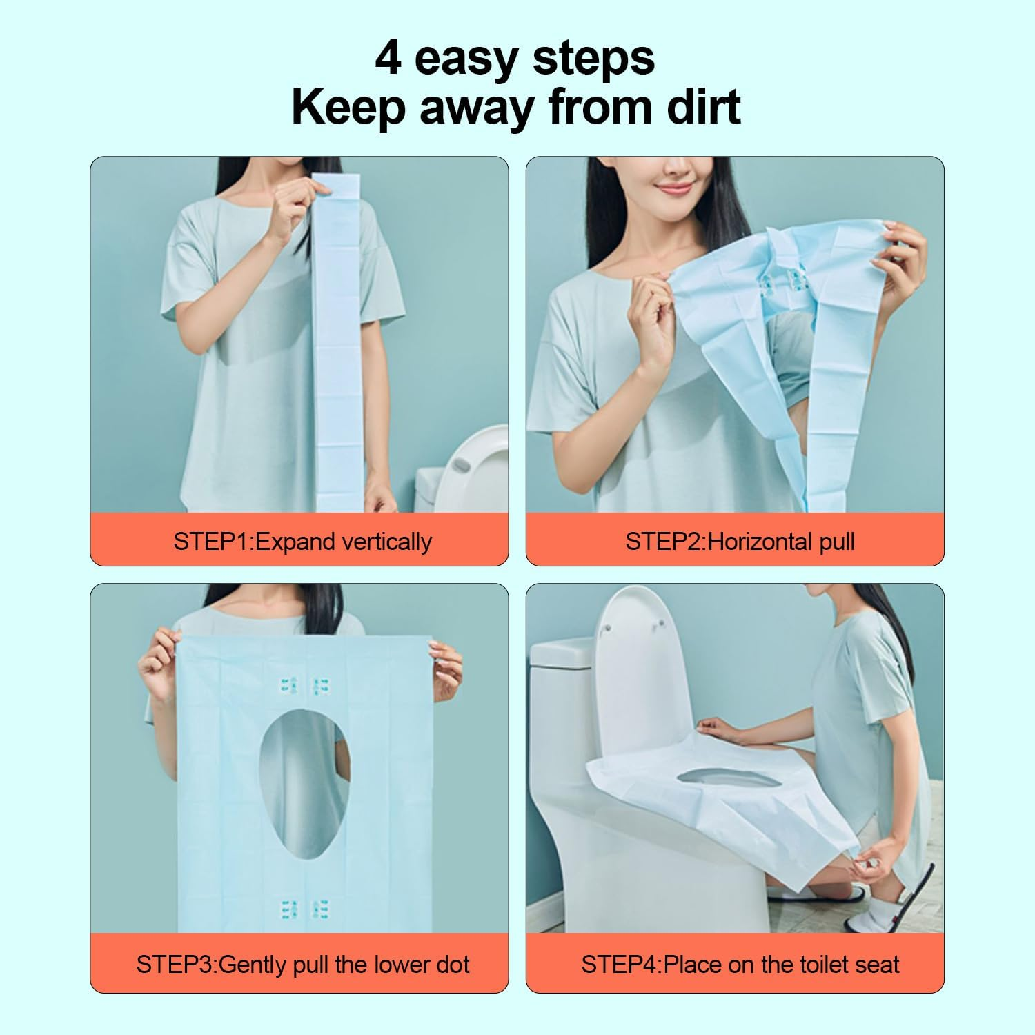 40 Pack Disposable Toilet Seat Covers XL - 16X24 Inch Quick-Stick Adhesive, Tear-Free Portable for Travel/Hospital/Outdoors image number 3