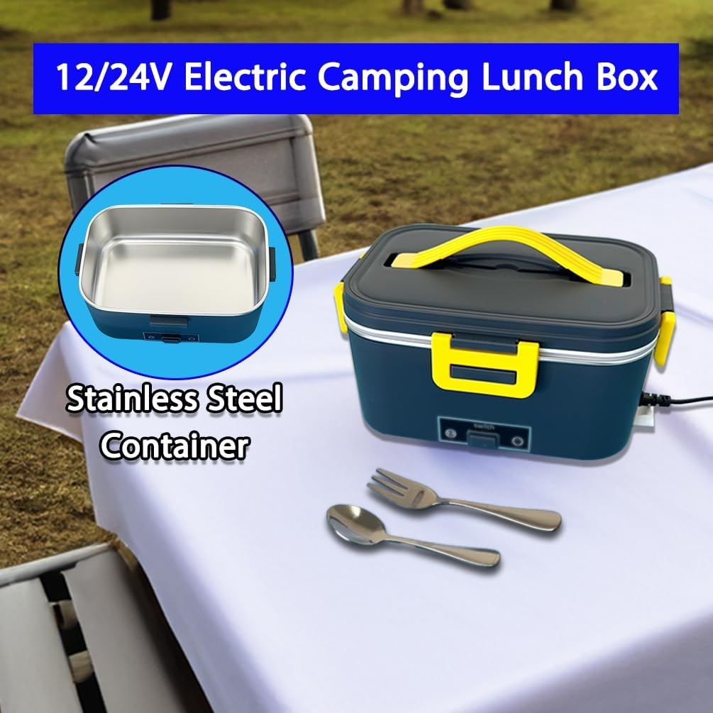 12V/24V Portable Food Warmer Stove for Car, Truck, 4WD, Blue, Non-Stick Coating image number 1