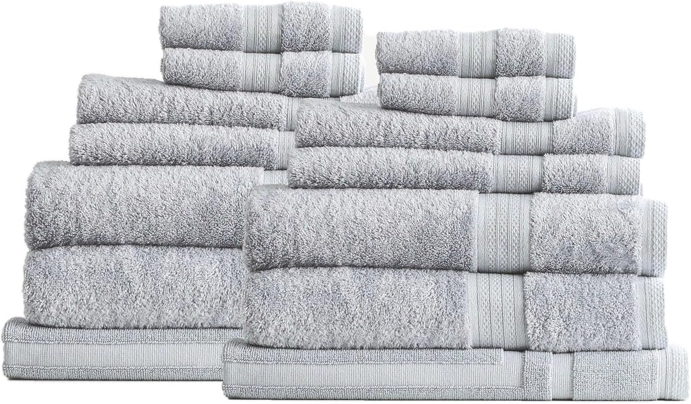 Renee Taylor Stella 650 GSM Bamboo Cotton Bath Towel Packs & Individuals Silver - 14 Pc image number 3