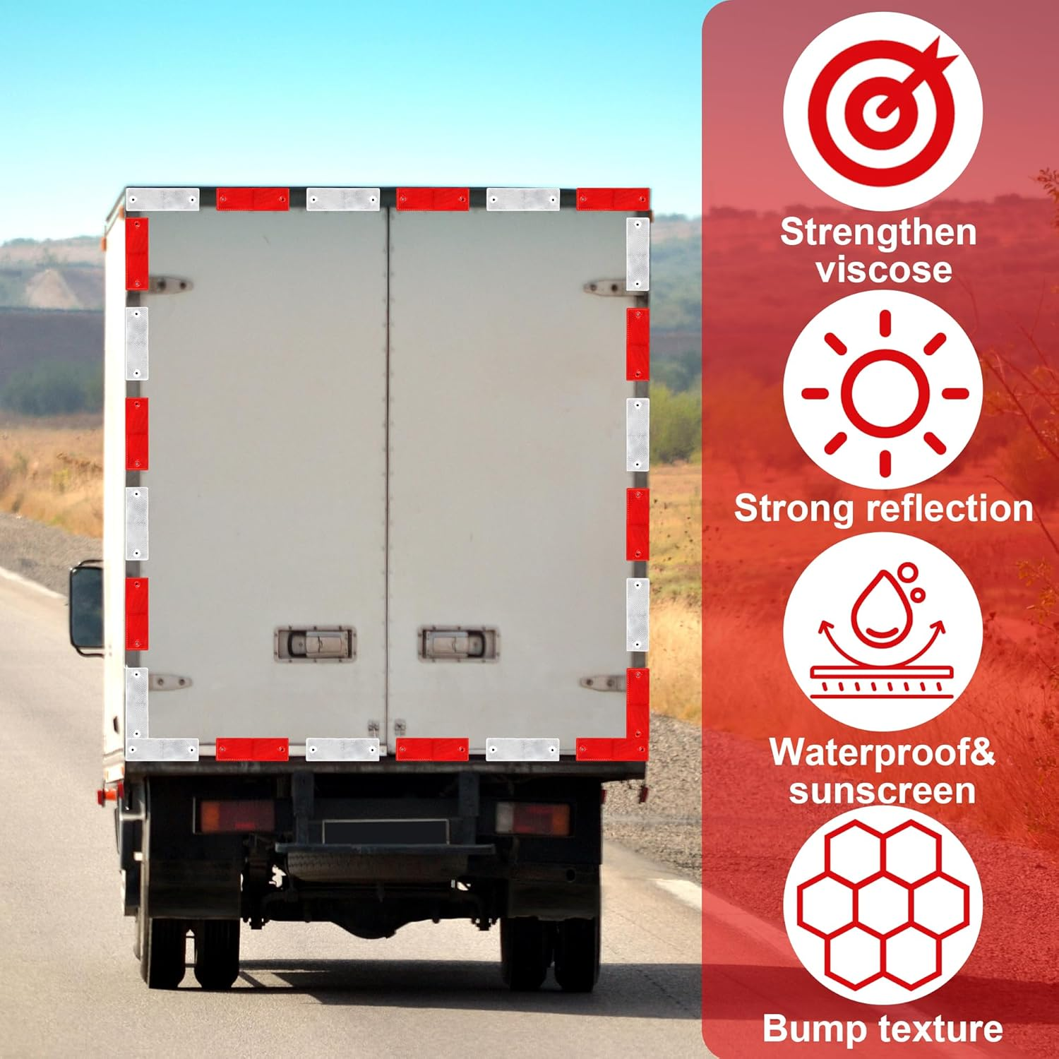 20 Pcs High Visibility Self-Adhesive Driveway Reflectors - Red/White Safety Stickers for Driveway, Garage & Trailers, Easy to Install, Weatherproof Night Road Safety image number 4