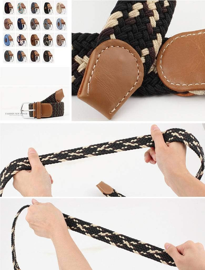 Bigood Womens Stretch Canvas Elastic Woven Braided Belts Dress Belt image number 4