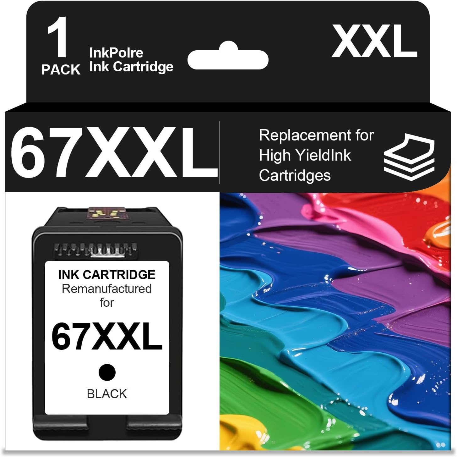 67XXL Black Ink Cartridge Replacement for HP Ink 67 67XL 67XXL Compatiblefor 2700 2722E 2723E 2755E 2800E 2820E 4100E 4155E 6034E 6400 6055 6420E 6052 6455E 6458 6475 Printer(1 Pack) image number 5