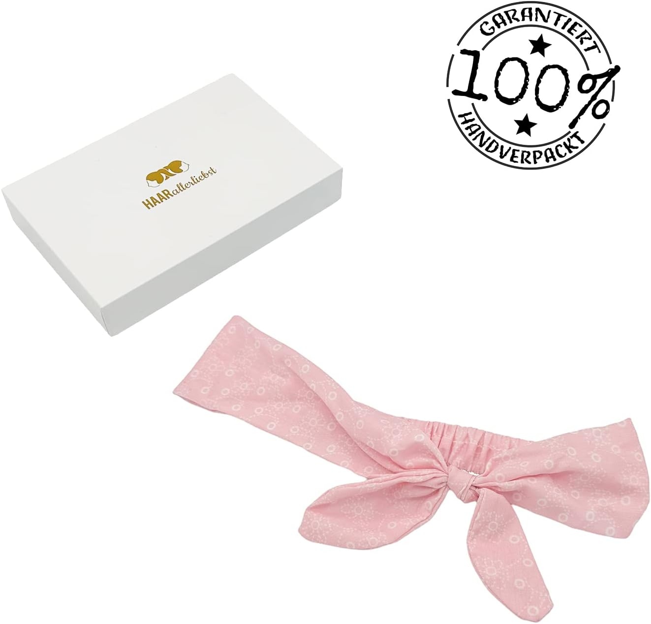 Haarallerliebst Hair Band with Bow (50 Cm | Floral Pattern with Bow | Pink) Includes Storage Box image number 2
