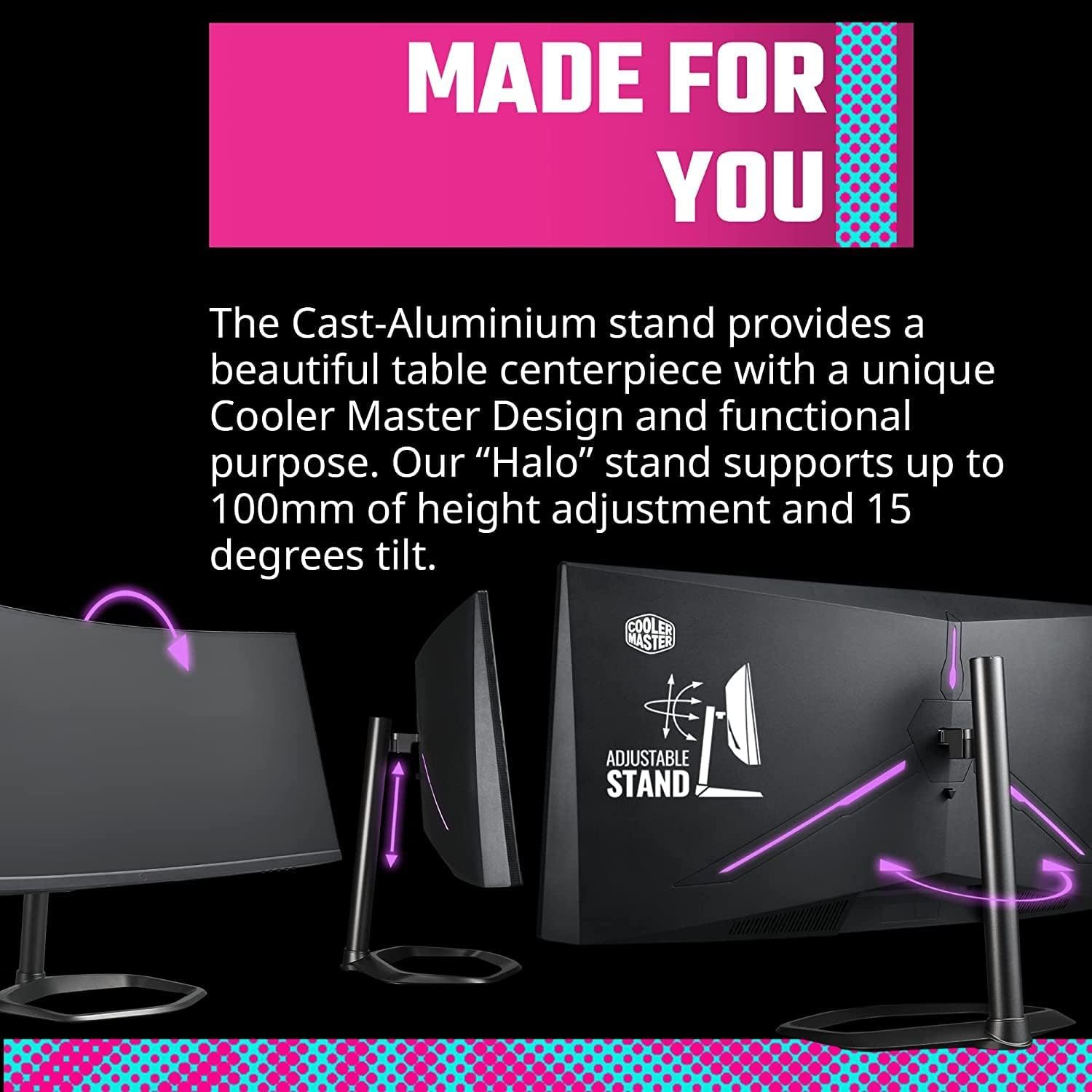 Cooler Master Curved Series 144Hz VA QD Tech Ultra-Wqhd 34-Inch Gaming Monitor, Black image number 5