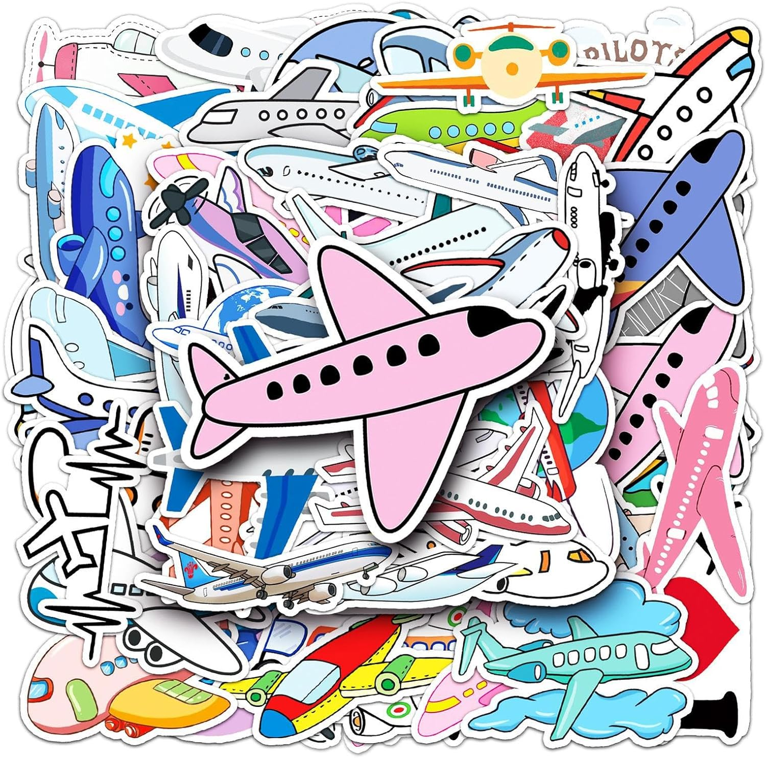 Airplane Water Bottle Stickers - Waterproof Aircraft Laptop Decals,Kids Airplane Toy Decorative Sticker for Refrigerator Luggage Laptop, Airplane Related Gifts Borato image number 2
