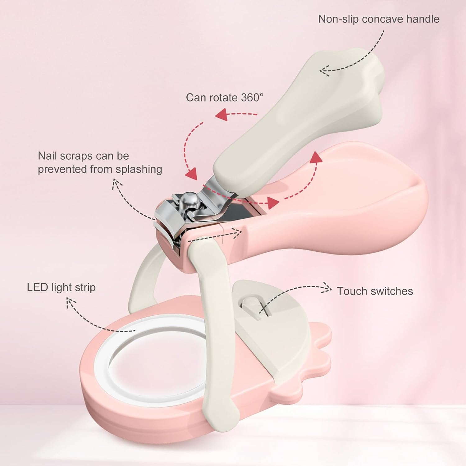 Gihioue Baby Nail Clippers with Light | Fingernails Trimmer | Foldable Clipper with Magnifier and LED Light for Babies Adults Seniors Elderly Pets image number 5