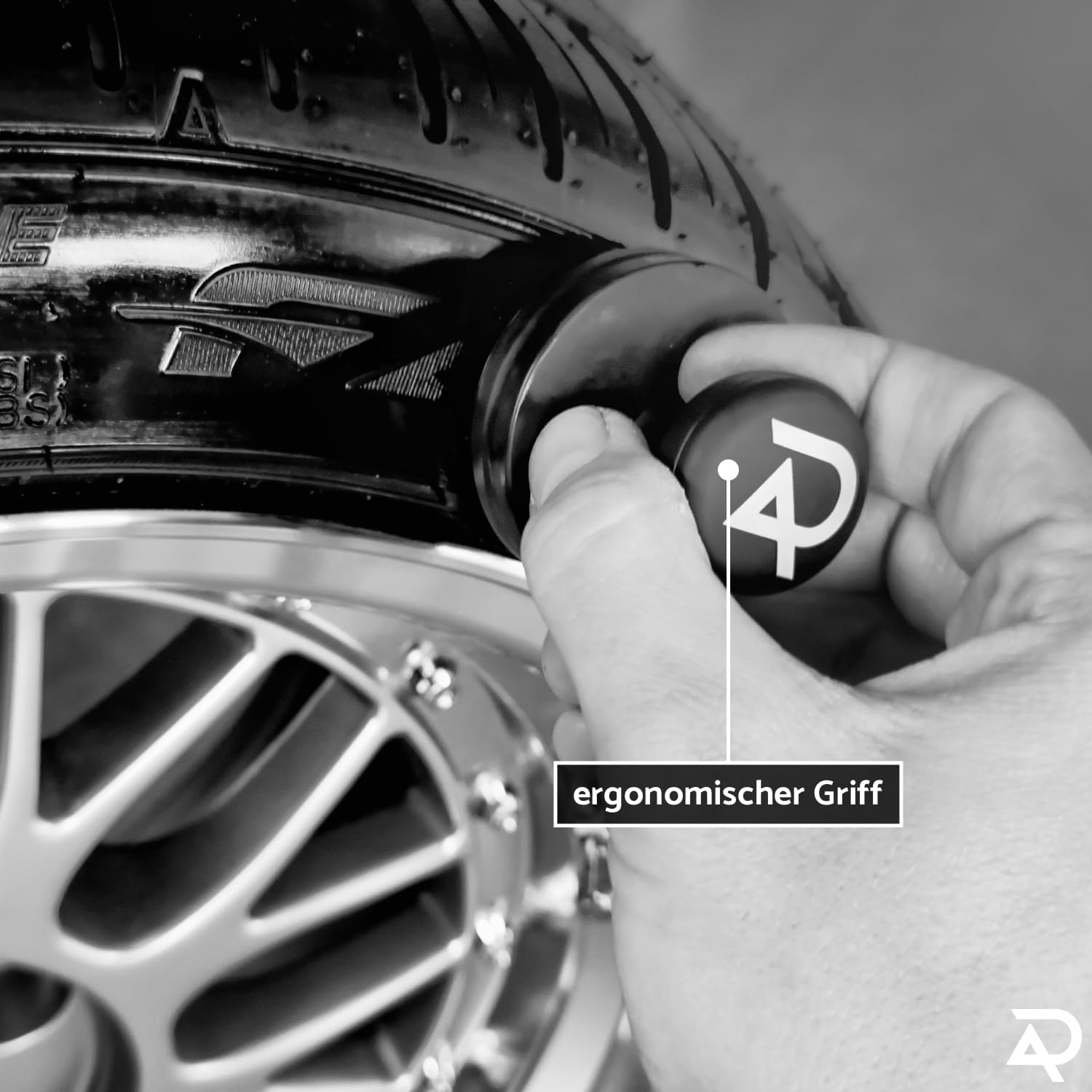 ADEPTX Detailing Tyre Shine Applicator Brush for Car Detailing Brush Tyre Dressing Applicator - for Radiantly Shiny Car Tyres - Professional Tyre Care with Precision and Passion