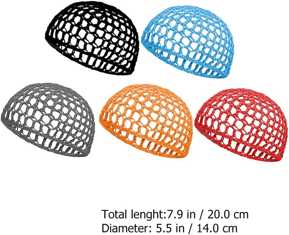 CALLARON Pack of 5 Crochet Hair Net Handmade Net Sleeping Hat Women'S Hats Crochet Hair Net Hair Accessories Hair Knitting Beanie Slap Hat Crochet Hats Hair Clip Hair Accessory for Women, Colourful, image number 6