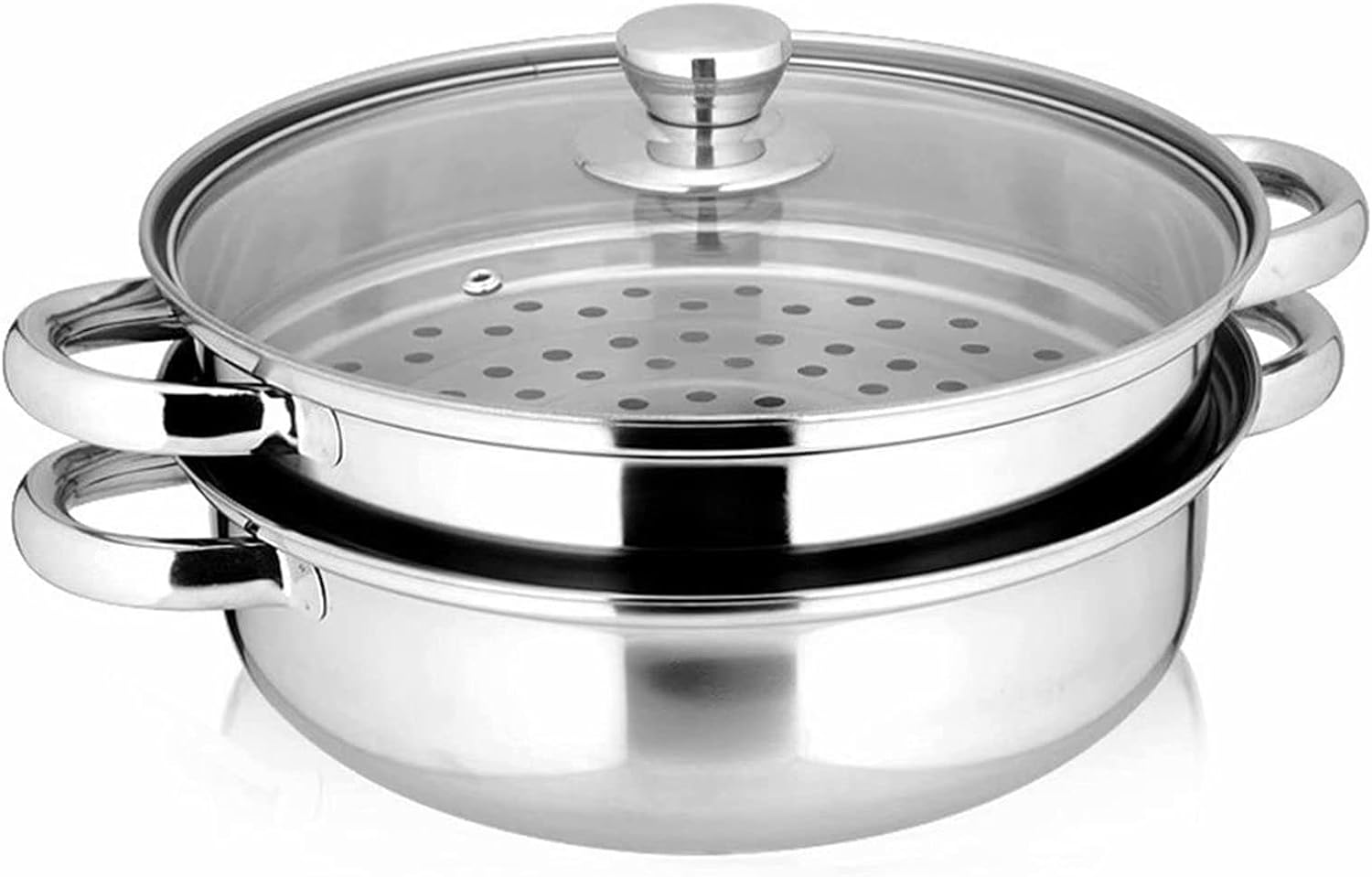 Yamde 2 Piece Stainless Steel Stack and Steam Pot Set - and Lid,Steamer Saucepot Double Boiler&hellip; image number 1