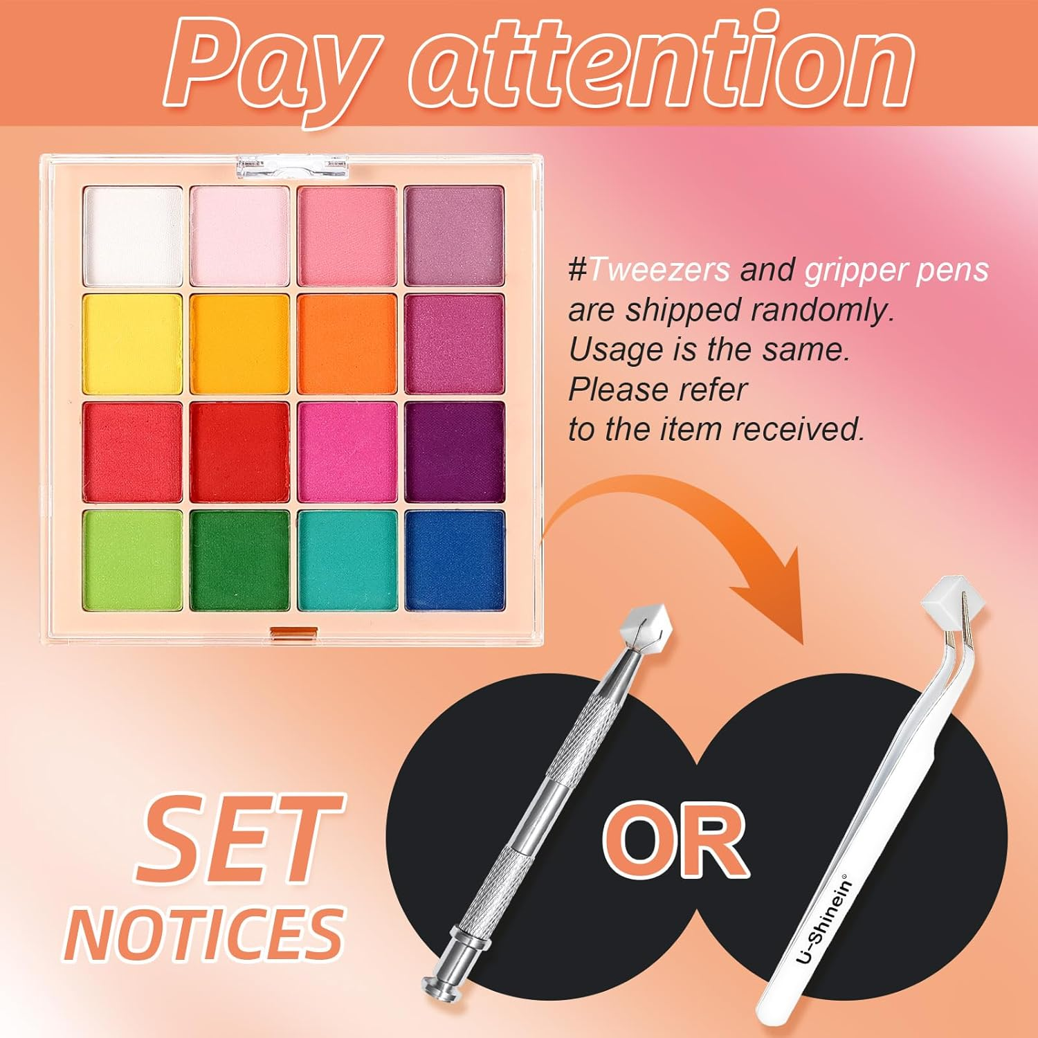 Nail Pigment Powder Palette Set, 16 Colors Ombre Nail Powder Palette with 100Pcs Sponges & Tweezers French Aura Nails Ombre Nail Brush Nail Long-Lasting Manicure Art DIY Accessories image number 2