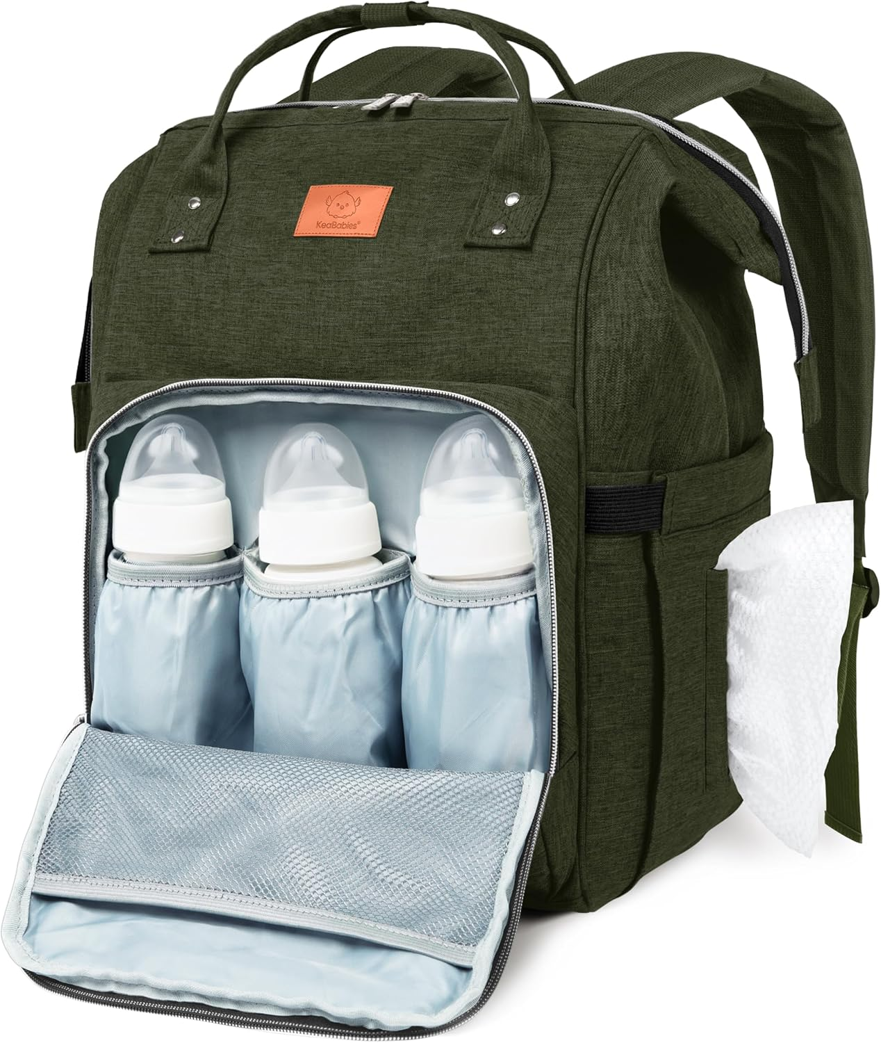 Keababies Nappy Changing Bag - Baby Diaper Bag Backpack with Changing Pad, Large Nappy Bag Backpack, Multi-Functional Waterproof Baby Bag for Mom and Dad, Stylish Travel Baby Backpack (Trendy Black)